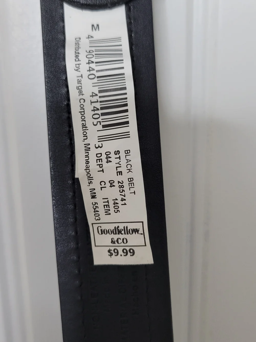 Goodfellow Black Leather Men's Belt with Brushed Metal Buckle